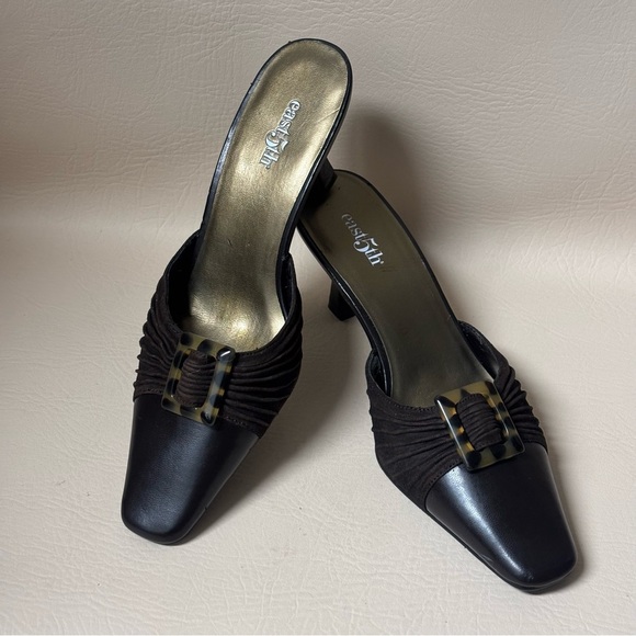 East 5th Womens Leather Slip-On Grace  Mule Heels Square Toe Size 7.5 - Picture 1 of 7